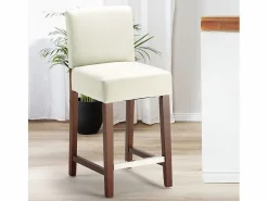 AHD Taburete Bar cocina de madera estilo Henriksdal 63 cm de altura Comfort L - Blanco