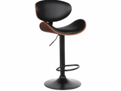 Vente-unique Muebles De Bar|Taburete Alto|Taburete bar piel sintética negro Lote 2 MONTENEGRO