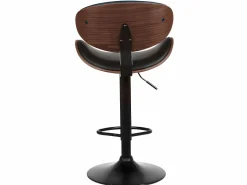 Vente-unique Muebles De Bar|Taburete Alto|Taburete bar piel sintética negro Lote 2 MONTENEGRO
