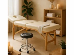 Taburete con ruedas asiento de polipiel giratorio esteticista oficina Nabu -^AHD