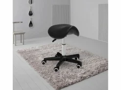 AHD Taburete con ruedas esteticista manicura pedicura cuero polipiel montura caballo Professional - Negro Sale