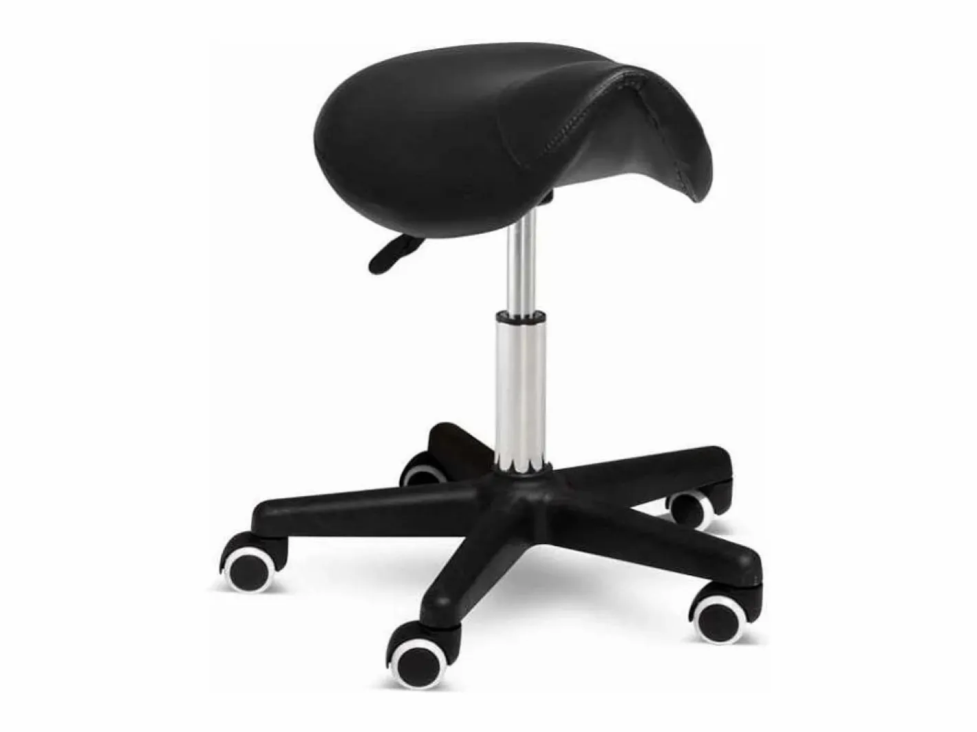 AHD Taburete con ruedas esteticista manicura pedicura cuero polipiel montura caballo Professional - Negro Sale