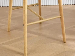 Taburete Alto|Taburete de Bar con Respaldo y Reposabrazos - Pies en Roble, Asiento de Lino - Altura Fija 75 cm - Ideal para Mostrador, Isla de Cocina, Barra
