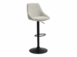 Taburete de bar de pana y metal negro - Altura ajustable - - MASURIE^Vente-unique Sale