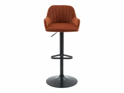 Vente-unique Taburete de bar de terciopelo y metal negro - Altura ajustable - - ELEANA Terracota Online