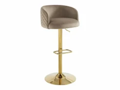 Taburete de bar de terciopelo y metal dorado - Altura ajustable - - PERLANITA^Vente-unique Outlet