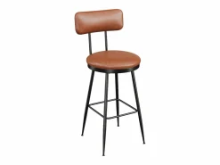 Muebles De Bar|Taburete Alto|Taburete de bar, juego de 4, trona de cocina, silla de bar con reposapiés y respaldo, para comedor, cocina, piel sintética, marrón