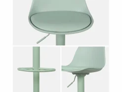 Sweeek Taburete de bar regulable con imitación cuero, set de 2 celadón Verde Outlet
