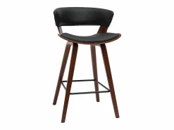 Miliboo Muebles De Bar|Taburete Alto|Taburete de cocina de diseño negro con madera oscura 65 cm SYRAH