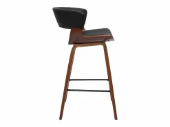 Miliboo Muebles De Bar|Taburete Alto|Taburete de cocina de diseño negro con madera oscura 65 cm SYRAH