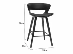 Miliboo Muebles De Bar|Taburete Alto|Taburete de cocina de diseño negro con madera oscura 65 cm SYRAH