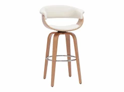Miliboo Taburete de cocina de diseño giratorio y madera clara 67 cm OKTAV Blanco Sale