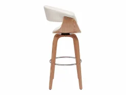 Miliboo Taburete de cocina de diseño giratorio y madera clara 67 cm OKTAV Blanco Sale