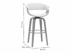 Miliboo Taburete de cocina de diseño giratorio y madera clara 67 cm OKTAV Blanco Sale