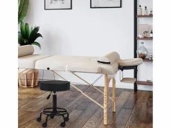 AHD Taburete de esteticista ergonómico regulable tapizado giratorio Senzu. - Negro New
