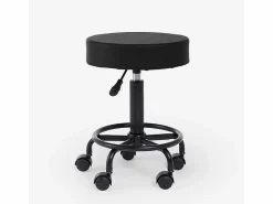 AHD Taburete de esteticista ergonómico regulable tapizado giratorio Senzu. - Negro New