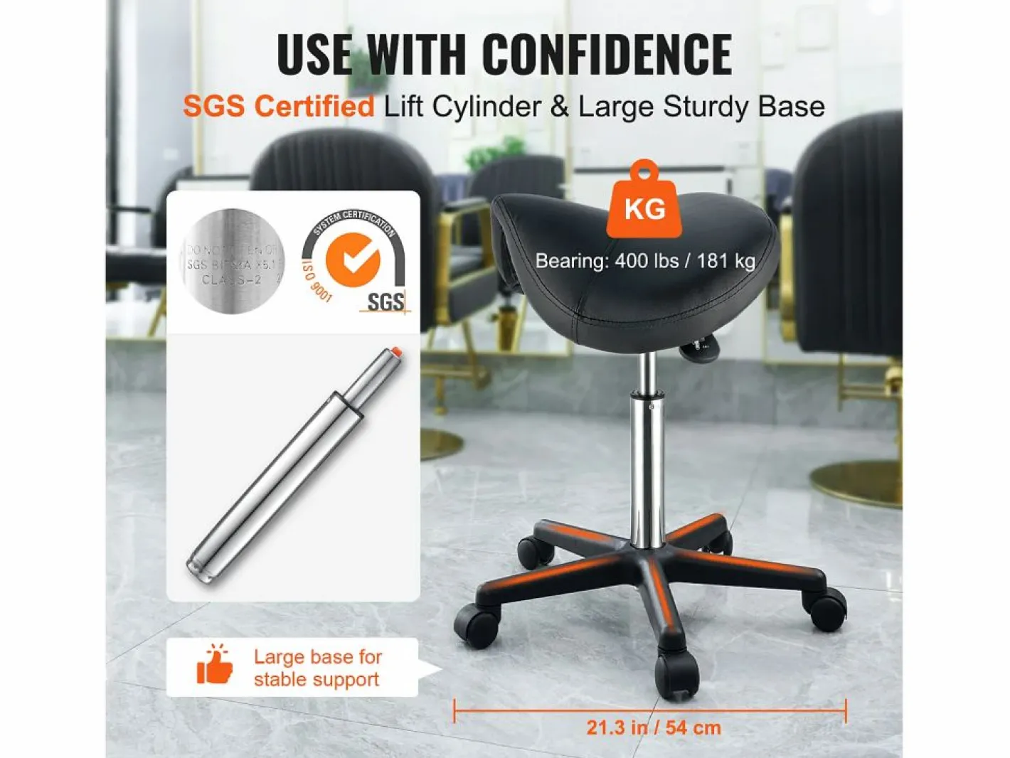 Taburete de Oficina SucceBuy Taburete de Asiento, Silla Rodante con Ruedas, Cuero PU Grueso^ Best