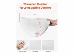 Taburete de Oficina SucceBuy Taburete de Asiento con Ruedas en Cuero PU Ajustable en Altura Blanco