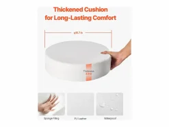 Taburete de Oficina SucceBuy Taburete con Ruedas Redondo , Altura Ajustable, Giratorio, Capacidad de 204KG Blanco Sale