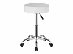 Taburete de Oficina SucceBuy Taburete con Ruedas Redondo , Altura Ajustable, Giratorio, Capacidad de 204KG Blanco Sale