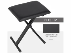 Taburete de piano plegable, regulable en altura, de metal, piel sintética, espuma, color (39 x 29 x 37-47 cm) Negro Best