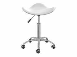 Taburete de salón de belleza de cuero sintético ES38326 Blanco