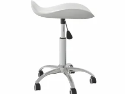 Taburete de salón de belleza de cuero sintético ES38326 Blanco
