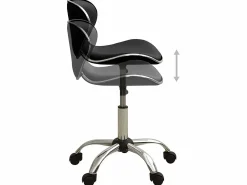 Taburete De Oficina|Taburete de salón Spa Stool Black Faux Leather ES15287