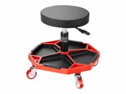 Taburete De Oficina|Taburete de Taller, SucceBuy Taburete de Taller Móvil, Asiento de Mecánico con Ruedas, Capacidad 136 kg para Reparación y Mantenimiento de Automóviles, y Rojo