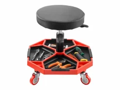 Taburete De Oficina|Taburete de Taller, SucceBuy Taburete de Taller Móvil, Asiento de Mecánico con Ruedas, Capacidad 136 kg para Reparación y Mantenimiento de Automóviles, y Rojo