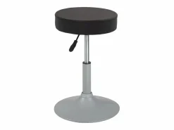 Kayelles Taburete de trabajo, asiento redondo de cuero sintético acolchado de alta densidad, giratorio, altura ajustable YU (negro gris) Negro / Gris Hot