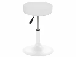 Kayelles Taburete de trabajo, asiento redondo de cuero sintético, acolchado con espuma de alta densidad, giratorio, altura ajustable YU Blanco Hot