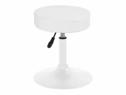 Kayelles Taburete de trabajo, asiento redondo de cuero sintético, acolchado con espuma de alta densidad, giratorio, altura ajustable YU Blanco Hot