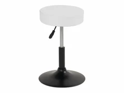 Taburete de trabajo de cuero sintético redondo, acolchado de espuma de alta densidad, giratorio, altura ajustable YU (blanco negro)^Kayelles New