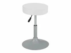 Kayelles Taburete de trabajo de cuero sintético redondo, acolchado de espuma de alta densidad, giratorio, altura ajustable YU (blanco gris) Gris / Blanco Sale