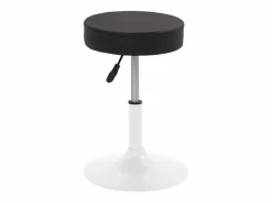 Kayelles Taburete De Oficina|Taburete de trabajo de cuero sintético redondo, acolchado de espuma de alta densidad, giratorio, altura ajustable YU (negro blanco)