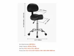Taburete Ergonómico Tipo Silla de Montar, SucceBuy, con Respaldo de Piel Sintética, Altura Ajustable, Color^ Online