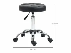 Taburete giratorio y regulable con ruedas en polipiel negra (35,5 x 35,5 x 48-63 cm) Negro Outlet