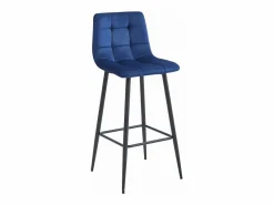 Muebles De Bar|Taburete Alto|Taburete Valora TEOTO de terciopelo azul marino con patas negras para cocina (x2)