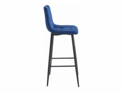 Muebles De Bar|Taburete Alto|Taburete Valora TEOTO de terciopelo azul marino con patas negras para cocina (x2)