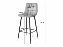 Muebles De Bar|Taburete Alto|Taburete Valora TEOTO de terciopelo azul marino con patas negras para cocina (x2)