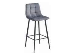 Muebles De Bar|Taburete Alto|Taburete Valora TEOTO, terciopelo gris oscuro, patas negras (x2)