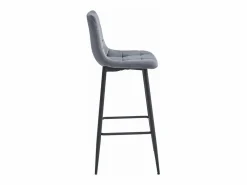 Muebles De Bar|Taburete Alto|Taburete Valora TEOTO, terciopelo gris oscuro, patas negras (x2)