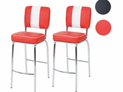 MCW Muebles De Bar|Taburete Alto|Taburetes de bar Akita (juego de 2), rojo y blanco