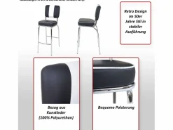 MCW Muebles De Bar|Taburete Alto|Taburetes de bar Akita (juego de 2), rojo y blanco