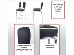 MCW Muebles De Bar|Taburete Alto|Taburetes de bar Akita (juego de 2), rojo y blanco