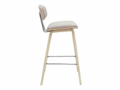 Miliboo Muebles De Bar|Taburete Alto|Taburetes de bar de diseño de terciopelo texturizado y madera clara de 69 cm de altura (juego de 2) VASCO