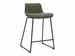 Miliboo Muebles De Bar|Taburete Alto|Taburetes de bar de tela verde y metal de 65 cm de alto (juego de 2) BOOST