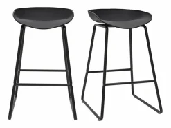 Miliboo Taburetes de bar modernos s con patas en metal 65 cm (lote de 2) PEBBLE Negro Online