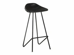 vidaxl Taburetes de cocina 4 unidades cuero auténtico Negro Discount